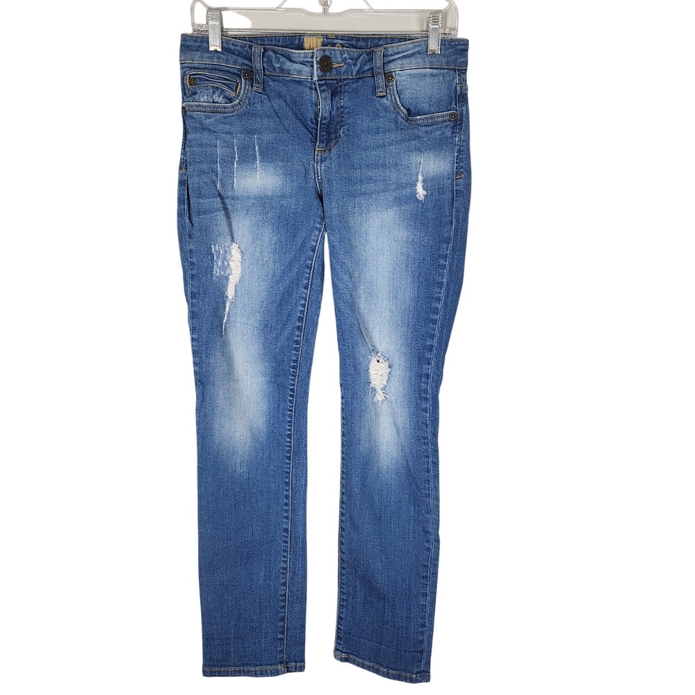 KUT FROM THE CLOTH Size 4 Medium Wash Ripped Distressed Low Rise Skinny Jeans‎